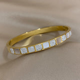 Zircon Stainless Steel Bangles for Women Waterproof Jewelry