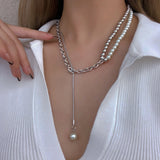 Women's Charm Pearl Pendant Bead Alloy Chain Necklace