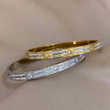 Rhinestone Stainless Steel Bangles Bracelets for Women Waterproof Jewelry