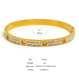 Rhinestone Stainless Steel Bangles Bracelets for Women Waterproof Jewelry
