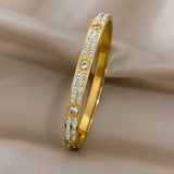 Rhinestone Stainless Steel Bangles Bracelets for Women Waterproof Jewelry