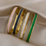 Zircon Stainless Steel Bangles Bracelets for Women Charm