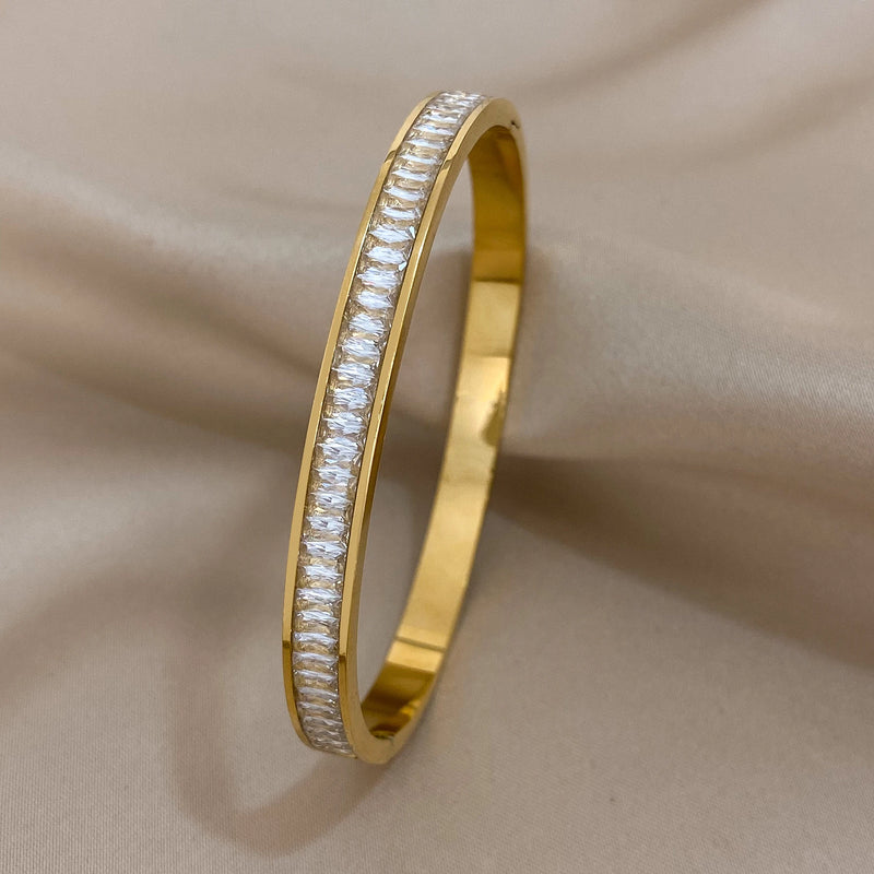 Zircon Stainless Steel Bangles Bracelets for Women Charm