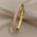 Zircon Stainless Steel Bangles Bracelets for Women Charm