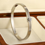 Silver Zircon Stainless Steel Bangles Bracelets for Women