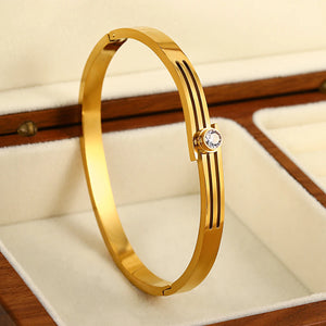 Silver Zircon Stainless Steel Bangles Bracelets for Women