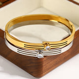 Silver Zircon Stainless Steel Bangles Bracelets for Women