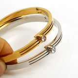 Silver Zircon Stainless Steel Bangles Bracelets for Women