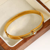 Silver Zircon Stainless Steel Bangles Bracelets for Women