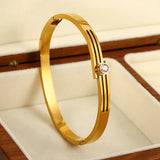 Silver Zircon Stainless Steel Bangles Bracelets for Women