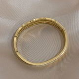 Crystal Zircon Charm Bamboo Stainless Steel Bangles for Women
