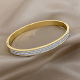 Rhinestone Stainless Steel Bangles Bracelets Waterproof Gift