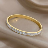 Rhinestone Stainless Steel Bangles Bracelets Waterproof Gift