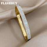 Rhinestone Stainless Steel Bangles Bracelets Waterproof Gift