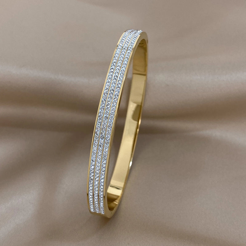 Rhinestone Stainless Steel Bangles Bracelets Waterproof Gift