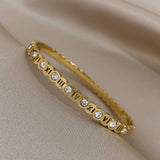 Zircon Roman Numerals Stainless Steel Bangles Waterproof Jewelry