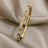 Zircon Roman Numerals Stainless Steel Bangles Waterproof Jewelry