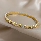 Zircon Roman Numerals Stainless Steel Bangles Waterproof Jewelry