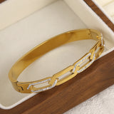 Hollow Inlay Rhinestone Stainless Steel Bangles Bracelets