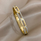 Hollow Inlay Rhinestone Stainless Steel Bangles Bracelets