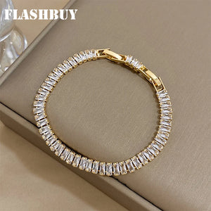 316L Stainless Steel Zircon Tennis Chain Bracelet for Women