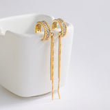 Long Tassel Earrings C Type Drill Ear Clip Earrings for Women