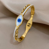 Shell Evil Eye Stainless Steel Bangles Bracelets for Women Charm