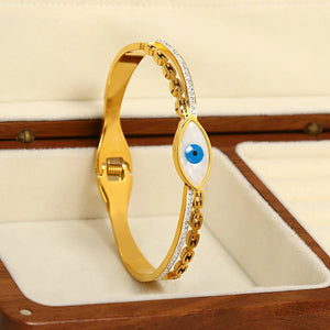 Shell Evil Eye Stainless Steel Bangles Bracelets for Women Charm