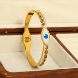 Shell Evil Eye Stainless Steel Bangles Bracelets for Women Charm