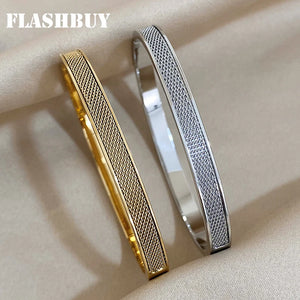Silver Stainless Steel Bangles Bracelets 18K Plate Accessories