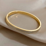 Silver Stainless Steel Bangles Bracelets 18K Plate Accessories