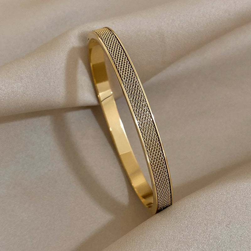 Silver Stainless Steel Bangles Bracelets 18K Plate Accessories