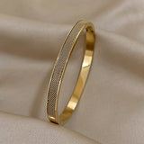 Silver Stainless Steel Bangles Bracelets 18K Plate Accessories
