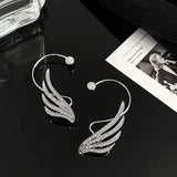 Angel Wing Rhinestone Earrings Arc Ear Hanging Clip for Women