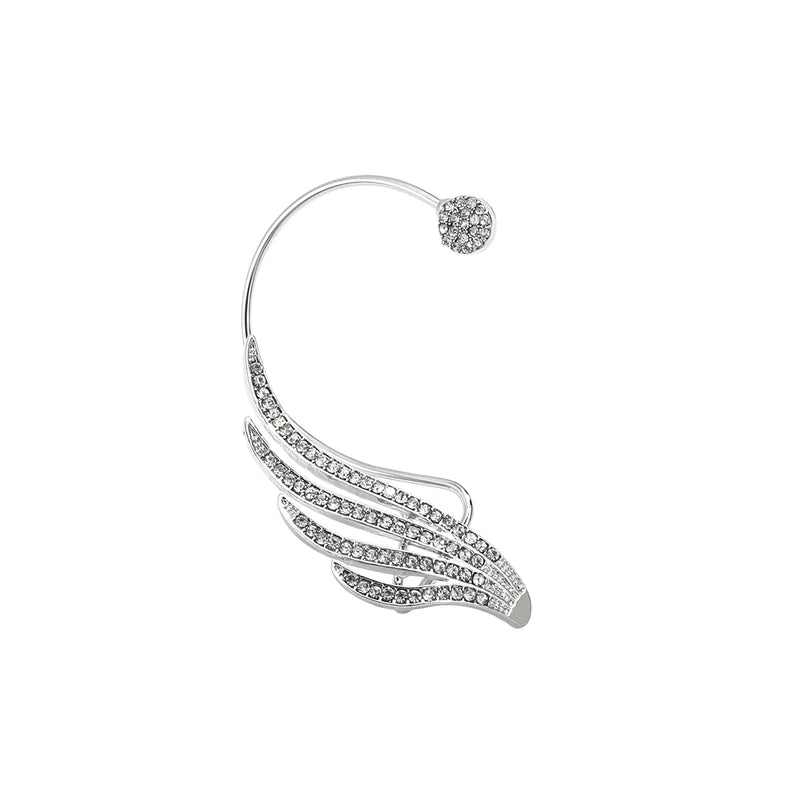 Angel Wing Rhinestone Earrings Arc Ear Hanging Clip for Women