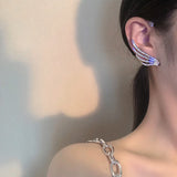 Angel Wing Rhinestone Earrings Arc Ear Hanging Clip for Women
