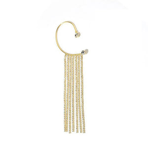 Single Rhinestone Earrings Long Tassel Exaggerated Ear Hanging Clip Earrings