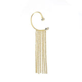 Single Rhinestone Earrings Long Tassel Exaggerated Ear Hanging Clip Earrings