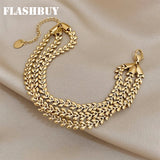 Stainless Steel Multilayer Chain Bracelet for Women