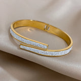 Rhinestone Stainless Steel Bangles Bracelets Women Gift
