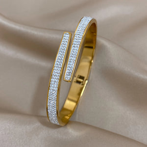 Rhinestone Stainless Steel Bangles Bracelets Women Gift