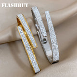 Rhinestone Stainless Steel Bangles Bracelets Women Gift