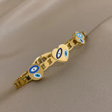 316L SS Evil Eye Bangle Bracelet Charm Waterproof Jewelry