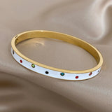 316L Stainless Steel Multicolour Zircon Enamel Bangles for Women
