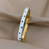 316L Stainless Steel Multicolour Zircon Enamel Bangles for Women