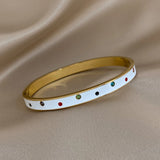 316L Stainless Steel Multicolour Zircon Enamel Bangles for Women