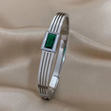 Green Zircon Stainless Steel Bangles Bracelets Women Waterproof Jewelry