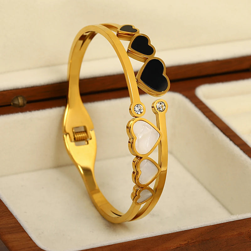 Love Heart Stainless Steel Bangles Bracelets Women Gift