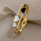 Love Heart Stainless Steel Bangles Bracelets Women Gift