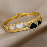 Love Heart Stainless Steel Bangles Bracelets Women Gift